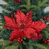 Decorative Flowers Long-lasting Holiday Decor Festive Artificial Flower Ornaments For Christmas Tree Decoration Shiny Fake Xmas