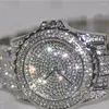 Relojes de pulsera Reloj lleno de diamantes de lujo superior para mujer Relojes de acero de cuarzo de marca elegante Reloj de pulsera de moda de cristal de circón para mujer