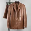 Jaqueta de couro feminina 2023 outono moda coreana botão de metal decoração casaco y2k artificial manga comprida topo