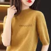 Kvinnors tröjor Turtleneck Knitwears Cashmere Sweater Women's Knitted Pullover Merino Wool Short Sleeve 2023 New Female Clothing Jumper Top HKD230831
