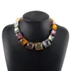 Necklace Earrings Set Women Fashion Jewellery Colour Blocking Jelly Boho Geometric