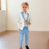 Garnitury Formal Boy's 3 -Siece Set Set Festpants Paisley Slim Fit Classy Kids Tuxedo Toddler Dresswear Pierścień Wedding Nosiciel 230830