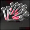 Pipes à fumer 10,5 cm de longueur 3 cm de diamètre boule de verre transparent tuyau d'huile brûlant des ongles jumbo pyrex concentré épais transparent grand Dhmww