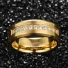 Wedding Rings NUNCAD Men's 8MM Tungsten Carbide Ring Wedding Band with Round Cubic Zirconia Gold Plated CZ Engagement Ring Size 7-12 230831