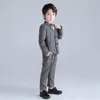 Costumes Ensemble de costume formel pour garçon élégant taille réglable Double boutonnage coupe ajustée classique 4 pièces veste gilet pantalon noeud papillon enfants smoking 230830