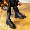 Bottes hommes en cuir véritable moto mode fête boîte de nuit robe chaussures noires haut haut Cowboy beau long 230830