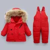 Down Coat -30 1-4 Y Russian Snowsuit Children Sets Baby White Boys Waterproof Clothing Kids Winter Jacket For Girls Enfant Parka