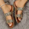 Slippers Women Metallic Weave Detail Design Slides Flat Sandals Personality 2023 Outdoor Summer Sexy Ladies Shoes