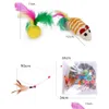 Cat Toys Cute Mini Soft Fleece False Mouse Colorf Feather Funny Playing Training Toy For Cats Kitten Puppy Pet Supplies Drop Deliver Dhlqs