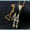 Sieraden Hip Hop 6Ix9Ine Diamanten Hanger Kettingen Voor Mannen Luxe Nummer 14 Hangers 18K Vergulde Koperen Zirkoon Cuban2202