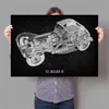 Abstrakte Autoteile Blaupause Poster Automotor Motor Leinwand Malerei Druck Wandkunst Poster Vintage Wohnzimmer Jungen Schlafzimmer Heimtextilien Wandbild Kein Rahmen Wo6