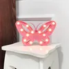 Nachtverlichting Roze Vlinder Cartoon Letter Licht Decoratief Voor Slaapkamer Kerstcadeau Meisje Kinderen Werkt op batterijen