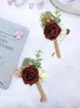 Fleurs décoratives 1pc rose boutonnière avec épingles marié fleur artificielle pour la cérémonie de mariage anniversaire dîner formel fête bal
