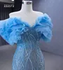 Robes de Cocktail fleur conception spéciale manchette chérie fête robe bleue SM222172