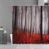 Rideaux de douche Moderne 3D impression forêt paysage naturel rideau de douche plante verte arbre paysage rideau de bain avec pour salle de bain paysage R230831