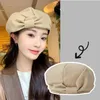 Berets Summer Japanese Bow Beret Women in Autumn and Winter Versatile Small Face Fashionable Artist Hat Korean Version Octagonal