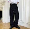 Männer Taille Design Breite Bein Casual Lange Anzug Hosen Männlichen Streetwear Fashion Zeigen Hose194v