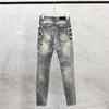 Luxurys Designers Jeans Meichao High Street Distressed Fashion Pierre Straight Heren dames Biker Hole Stretch Denim Casual Jean Heren Skinny broek Elasticit