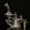 Ny läckkonstruktion för glas bong hopah tornado återvinnare dab riggar unika 7 tum rökning vatten tobaksrör lila färgkokare med 14 mm gemensam manlig skålbanger