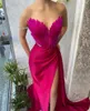 Casual Dresses Feather Evening Maxi Dress Elegant Sexy Outfits Strapless Bridesmaid Boho Summer High Split Floor Length Mermaid