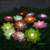 Fleurs décoratives 5 pièces télécommande têtes de fleurs artificielles étanche Lotus Lily couleur LED RGB submersible lumière étang mariage D32