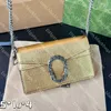 Designer schoudertas dames ketting crossbody tas Hoge kwaliteit vierkante portemonnee Klassieke diamanten hoefijzergesp Goud Zilver lederen tassen