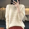 Kadın Sweaters Pullover 100 Yün Sweater Örme İnce içi boş uzun kollu gevşek ve rahat ürün 230830