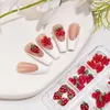 Nagelkonstdekorationer 30 st blandade körsbär jordgubbsblomdelar delar röd akryl harts 3d charms diy dekoration