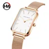 Wristwatches Retro Square Watches For Women Ladies Watch Rose Gold Ultra Thin Small Dial Quartz Wrist Luxury Steel Mesh Strap Clock