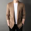 Herensweaters met lang vest, mouwen, zakontwerp, verkoop van eenvoudig effen kleur gebreid 230830