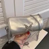 Вечерние сумки 2023 Женщины серебряная цепная мода мода мода Lady Crossbody Designer Цилиндрические сумки и кошелек