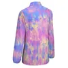 Women's Blouses Tie Dye Texture Blouse Pastel Pink Blue Yellow Cool Graphic Women Casual Shirt Spring Long Sleeve Oversized Tops
