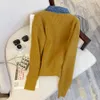 Women's Sweaters Denim Patchwork Sweater Jacket Cashmere Knit Cardigans Autumn Winter Turn Down Collar Knitwear Soft Femme Vintage H230 230831