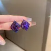 Boucles d'oreilles pendantes tendance tendance design unique élégant délicat lumière luxe violet zircon losange pour femmes bijoux fête cadeau premium