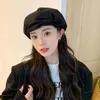 Bérets Été Japonais Bow Beret Femmes En Automne Et En Hiver Polyvalent Petit Visage À La Mode Artiste Chapeau Version Coréenne Octogonale