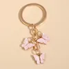 Keychains Lanyards Cute Keychain Colorful Butterfly Key Ring Enamel Flying Animals Chains For Women Girls Handbag Accessorie Handmade Jewelry 230831