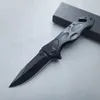 Faca dobrável ao ar livre lâmina de aço inoxidável bolso faca acampamento alumínio lidar com edc cortador talheres preto