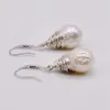 후프 Huggie Baroque Pearl Earrings 화이트 천연 담수 925 스털링 실버 드롭 수제 대형 여성 230831