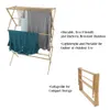 Hangers Racks Portable Bamboo Clothes Drying Rack Collapsible and Compact for IndoorOutdoor Use 230830