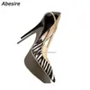 Sukienka buty jesienne wzór zebra spiczasty pompki moda sztylet 8 cm/10 cm płytkie usta seksowne wysokie obcasy Care-Match swobodne buty damskie Spring 230830