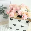 Decorative Flowers 2PCS White Rose Artificial Silk Bouquet High Quality Big For Wedding Decoration Fake Red Table Decor