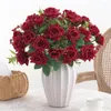 装飾的な花の長持ちする人工ローズブーケ7ヘッドフィデリティウェディングデコレーションテーブルセンターピース用品