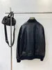 Hochwertige Designer-Lederjacke, stilvolle schwarze Jacke mit Baseballkragen, US-Größe, Luxusmarken-Top-Herrenjacke