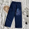 Männer Jeans Harajuku Retro Hip Hop Drachen Muster Schwarz Übergroße Baggy Y2k Männer Frauen 2023 Gothic Weite Hosen Streetwear 230830