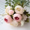 Bouquet de pivoines artificielles en soie, 10 pièces, fleurs décoratives, accessoires de décoration pour la maison, bricolage, boîte cadeau murale, artisanat Scrapbook