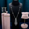 Conjunto de collar y pendientes TIRIM largos para mujer, joyería nupcial de circonia cúbica, suéter de moda, accesorios de boda brillantes