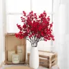 Decorative Flowers 3pc Cherry Blossoms Artificial Flower Baby's Breath Bouquet For Wedding Home Decoration Indoor DIY Fake Simulation Branch