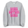 Women's Hoodies Sugarbaby Babes Support Graphic Sweatshirt Crewneck Fashion Jumper Long Sleeved Casual Tops Girl Power Sweater Drop Ship