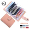 Porte-cartes Porte-carte d'identité Mode Femme 26 Slot Portefeuille Ultra Mince Sac de poche en cuir PU Sac à main court