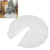 Juldekorationer 120 cm trädkjol Plush Tyg Silver Feather Printed Xmas Bottom Decor Mat 2023 Merry Noel